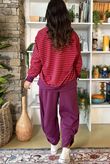 The Sunday Morning Stripe V Slouch Sweatshirt Aubergine Red